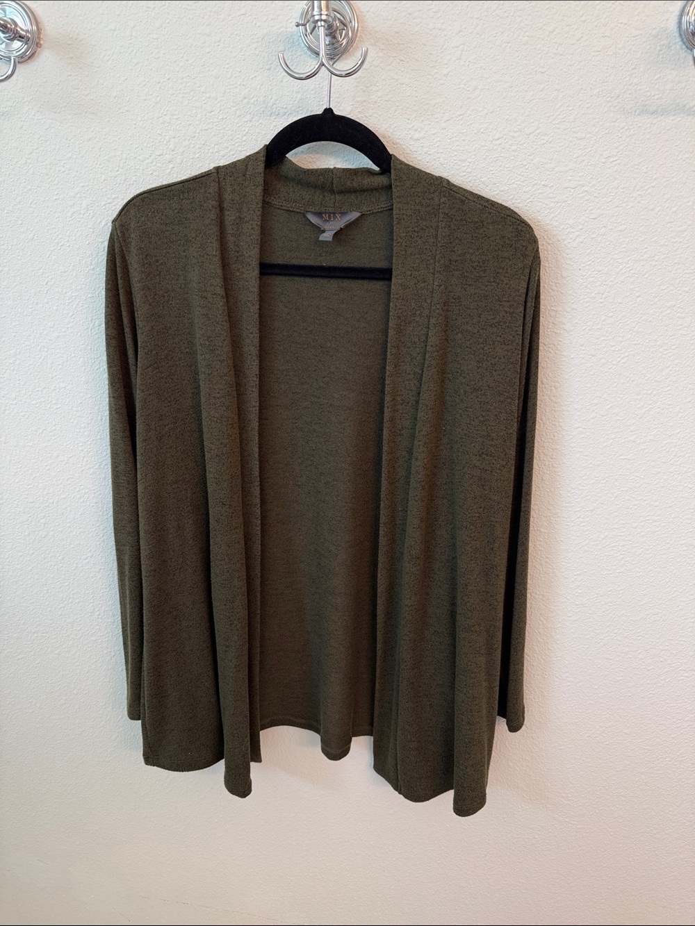 Mix It Olive Green Open-Front Women's Cardigan